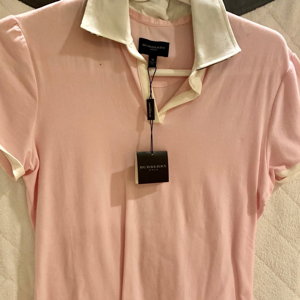 Burberry Pink Golf Shirt brand new